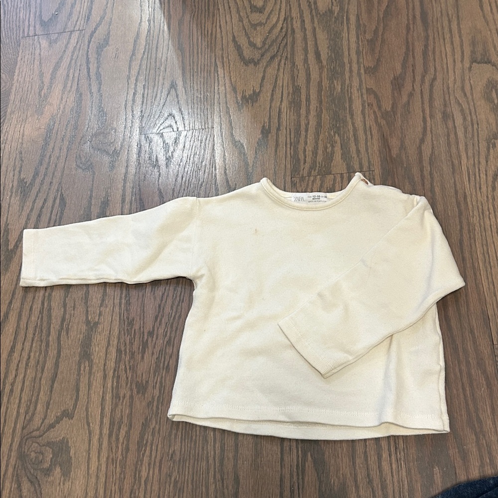 Zara Cream Long Sleeve Kids Tee